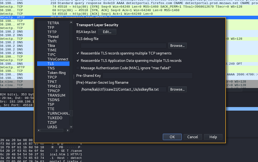 Decrypt TLS in Wireshark