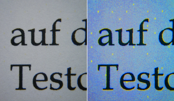 Yellow Dots: tiny yellow dots on the print-out representing the hidden code of an HP Color LaserJet 3700.